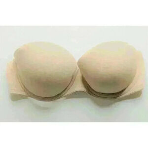 Victoria's Secret PINK bra 32C Go Everywhere Push Up Strapless underwired beige